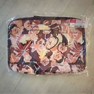 Thirty-One Pink and Brown Floral Small Laptop Case